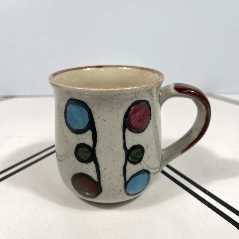 Vintage Otagiri Speckled Stoneware Mug with Colorful Dots – Japan Pottery